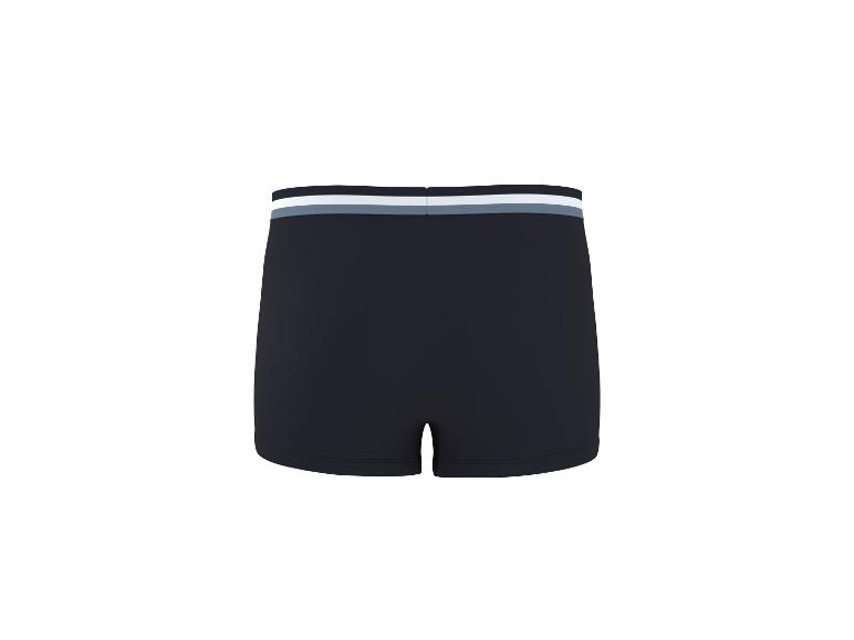 Caleçon boxer bleu foncé avec ceinture blanche et grise.