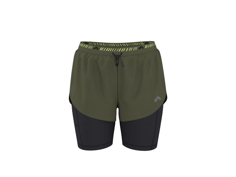 Short de sport 2 en 1 kaki pour homme avec short intérieur noir
