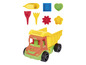Jouets de plage Wader : camion, pelle, râteau, moules et bateau.