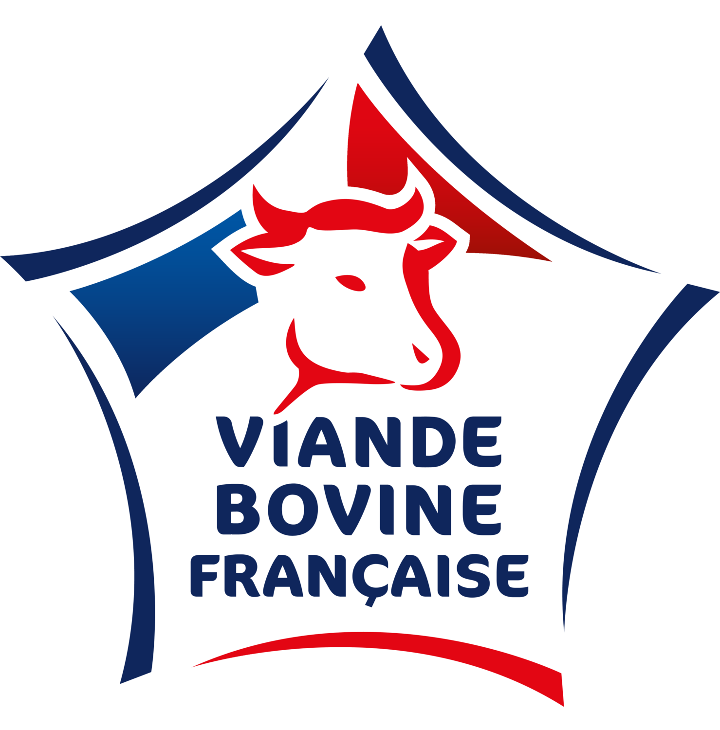 Sceau avec le texte « VIANDE BOVINE FRANÇAISE » et une tête de vache aux couleurs du drapeau français.
