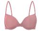 Un soutien-gorge rose avec des bretelles larges.
