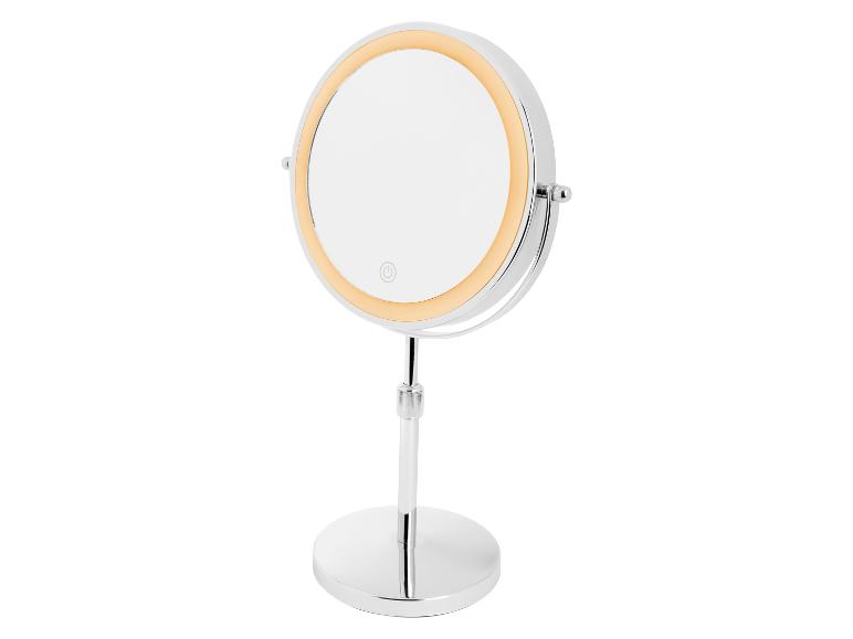 Miroir de maquillage sur pied avec éclairage LED.