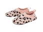 Chaussons bébé tricotés à motif léopard rose et noir
