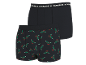 Lot de deux boxers pour homme, l'un noir et l'autre avec un motif festif de perceuses.