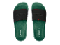 Claquettes Parkside vert foncé avec détails noirs.