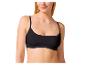 Un soutien-gorge noir avec un bord en dentelle.