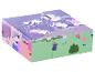 Puzzle cube Peppa Pig avec des personnages dans l'espace et sur un champ vert.