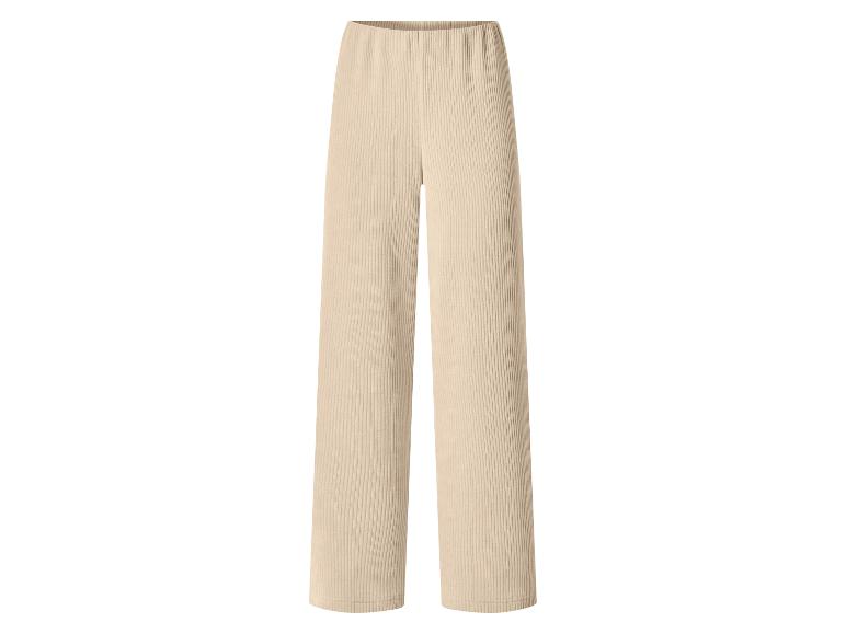 Pantalon côtelé beige à jambes larges
