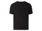 T-shirt noir à côtes, style minimaliste.