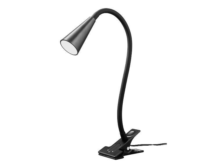 Lampe de bureau LED noire avec bras flexible et pince