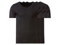 Trois t-shirts noirs à manches courtes.