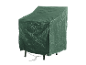 Housse de protection verte pour meubles de jardin.