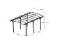 Abri de voiture avec toit incurvé, dimensions 5050mm x 3000mm, hauteur 2390mm.