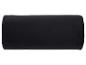 Coussin cylindrique noir en tissu velours.
