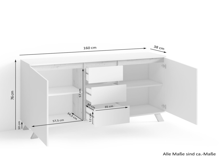 Armoire blanche avec deux portes, deux tiroirs et une étagère.