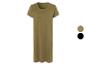 Robe t-shirt unie, disponible en kaki et noir.