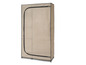 Armoire de rangement beige avec des bords noirs et une fermeture éclair.