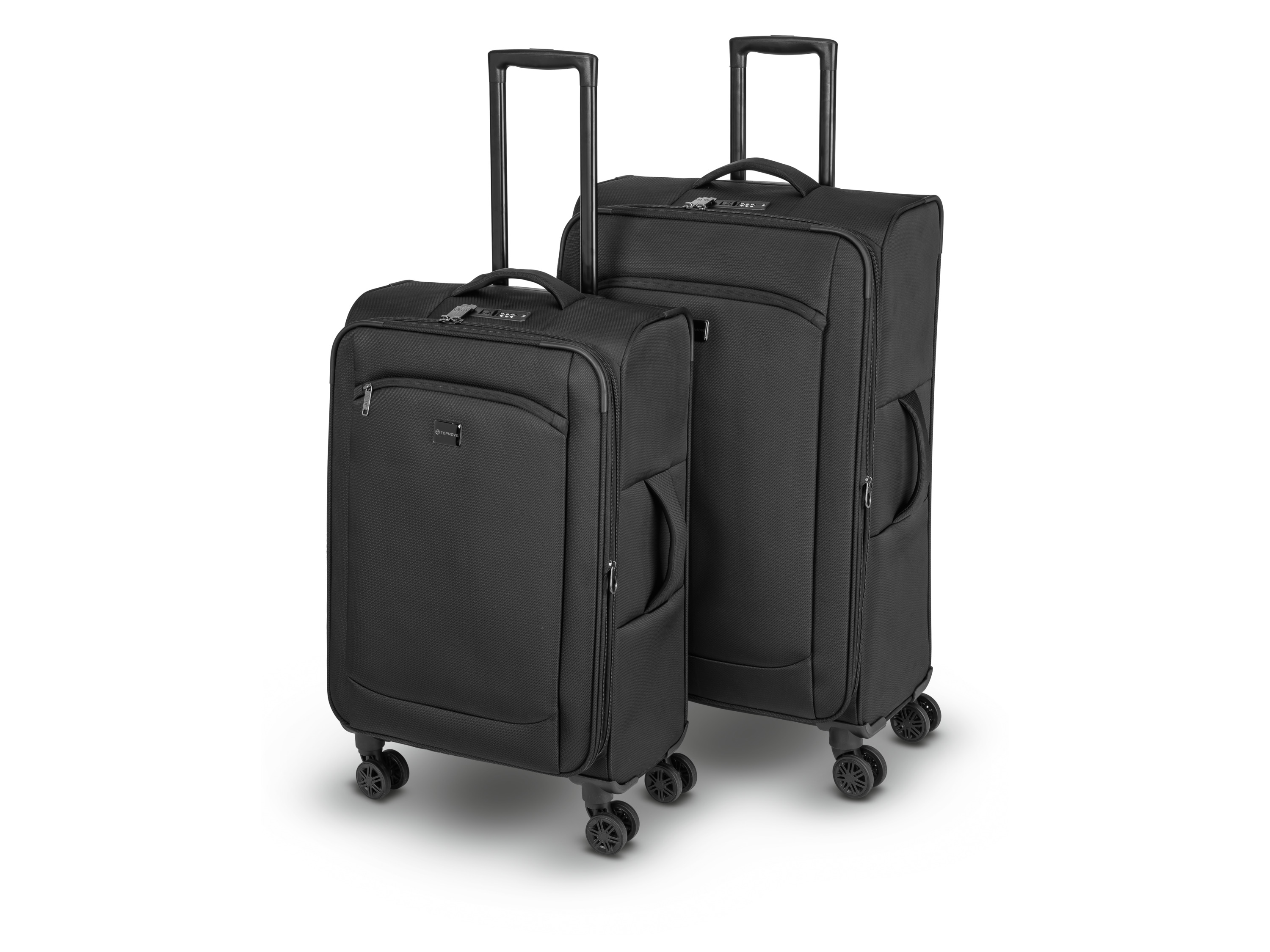 TOPMOVE® Set de 2 valises cabine extensibles, 62-69 L et 96-108 L, noir