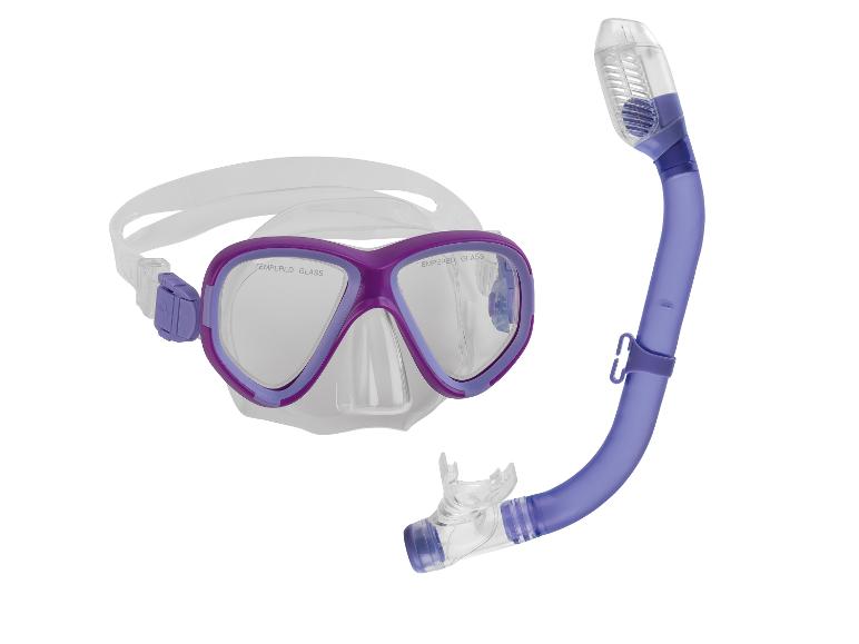 Masque de plongée et tuba violets : équipement de plongée avec verre trempé.