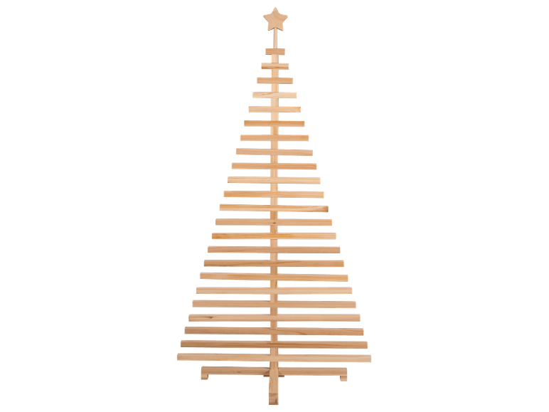 Sapin de Noël en bois minimaliste avec une étoile au sommet