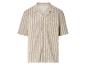Chemise à manches courtes rayée beige.