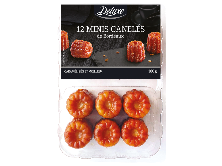 12 mini canelés de Bordeaux, caramélisés et moelleux, 180g.