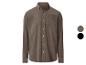 Chemise homme marron en velours côtelé à manches longues avec poche