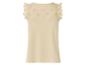 Haut beige femme avec broderie et volants