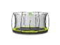 Trampoline rond avec filet de sécurité et bordure de protection verte