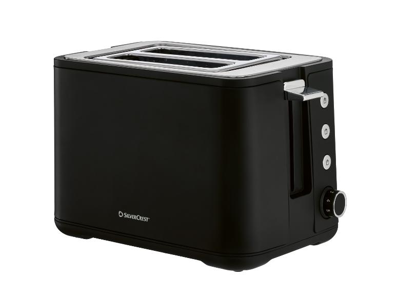 Grille-pain SILVERCREST noir avec deux fentes et un réglage de brunissement.