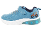 Chaussures de sport bleues pour enfants avec un tracteur et des lumières LED.