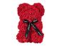 Ours en roses rouges avec un ruban noir 'Just for you'.
