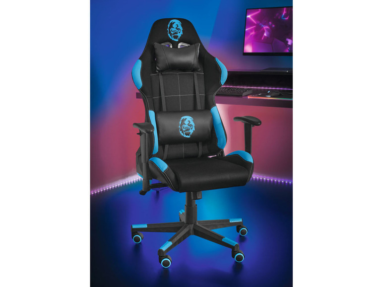 Aller en mode plein écran : LIVARNO home Chaise de gaming au design de course, noir/bleu - Image 10