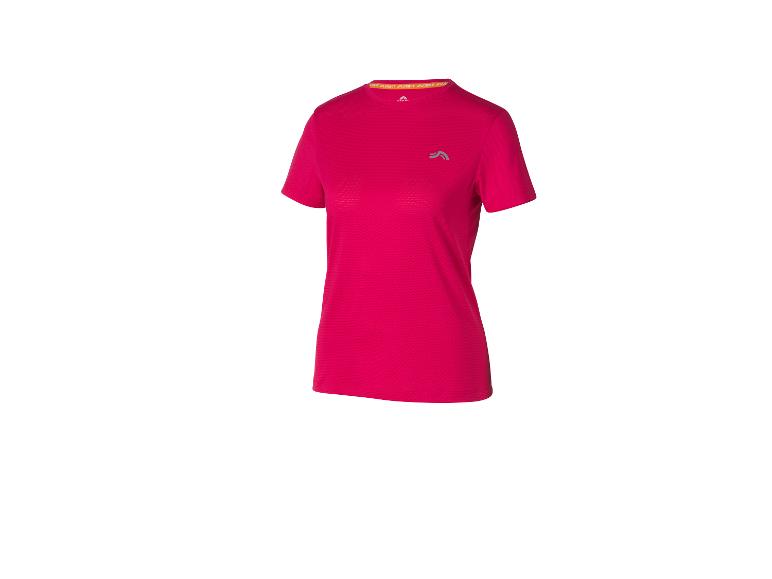 T-shirt de sport Crivit rose à manches courtes pour femme avec logo sur la poitrine.