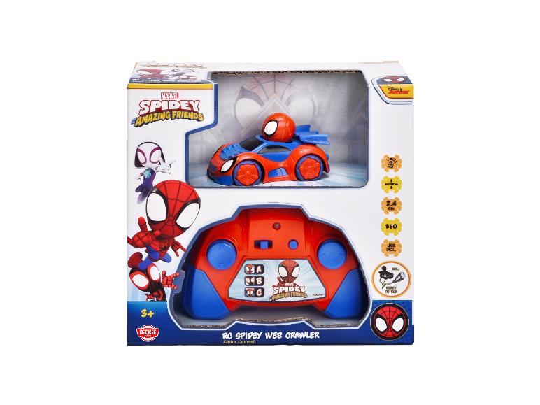 Un ensemble de jouets RC Spidey Web Crawler Spidey et ses amis incroyables avec une voiture et une télécommande.