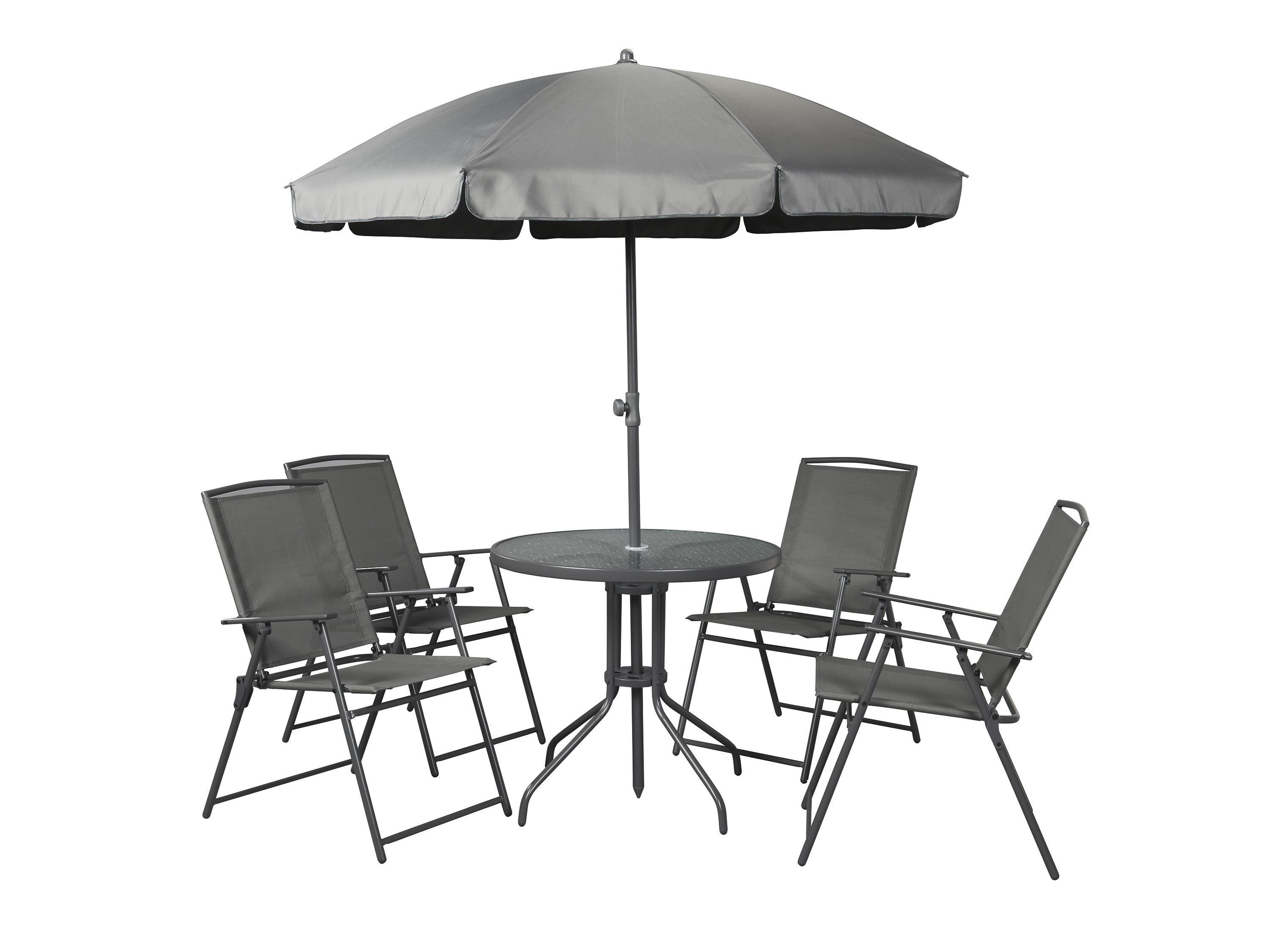 LIVARNO home Ensemble chaises et table de jardin avec parasol, 6 pièces