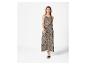 Robe longue à imprimé léopard, style estival.