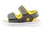 Sandales enfant gris et jaune avec un motif soleil