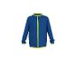Veste zippée bleue avec détails vert lime.