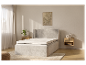 Lit avec matelas et tables de chevet, style minimaliste.