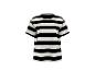 T-shirt à manches courtes rayé noir et blanc.
