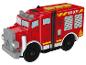 Camion de pompiers rouge en plastique avec l'inscription 'FIRE DEPT'.