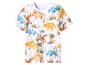 T-shirt blanc pour enfant avec motif dinosaures et plantes tropicales.