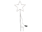 Étoile lumineuse de Noël avec piquet de terre et boîtier de batterie.