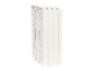 Étagère modulaire pliable blanche avec portes perforées, vue latérale.