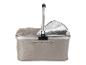 Panier isotherme pliable beige avec poignée en aluminium et intérieur isolé.