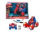 Voiture cascadeuse Spider-Man avec télécommande et accessoires.