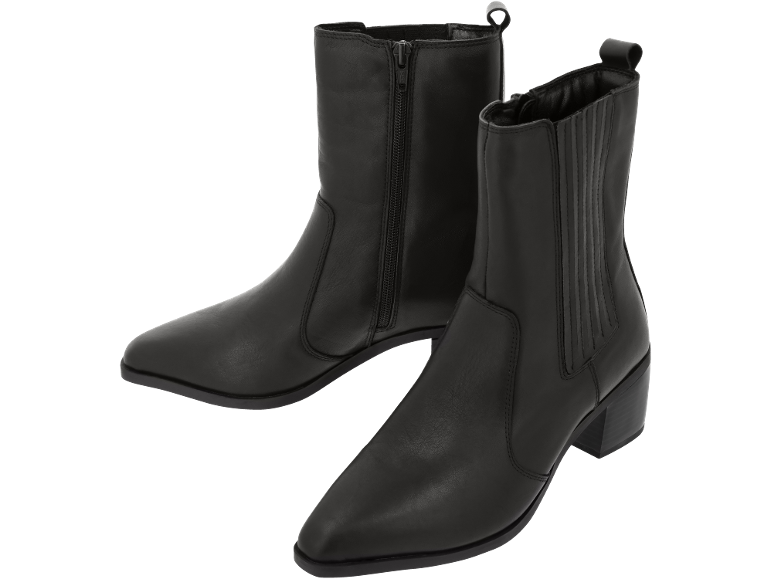 Bottines en cuir noir pour femme à talons