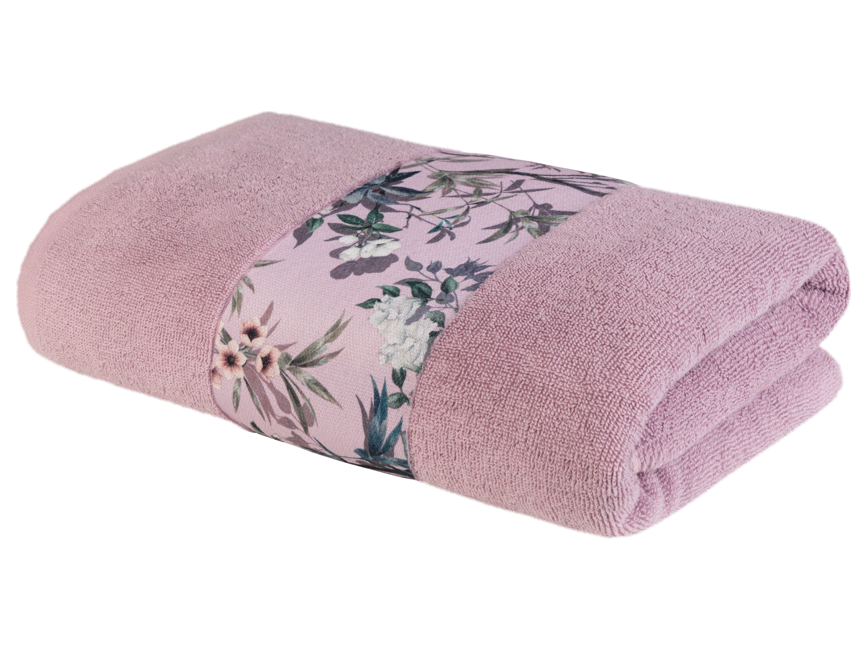 LIVARNO home Serviette de douche en éponge, 70 x 140 cm (rose/fleurs)