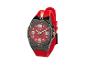 Montre pour homme rouge et noire avec un bracelet en silicone rouge et un cadran rouge avec le chiffre 12